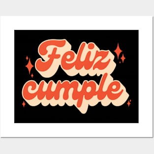 Spanish Feliz Cumple Typography Posters and Art